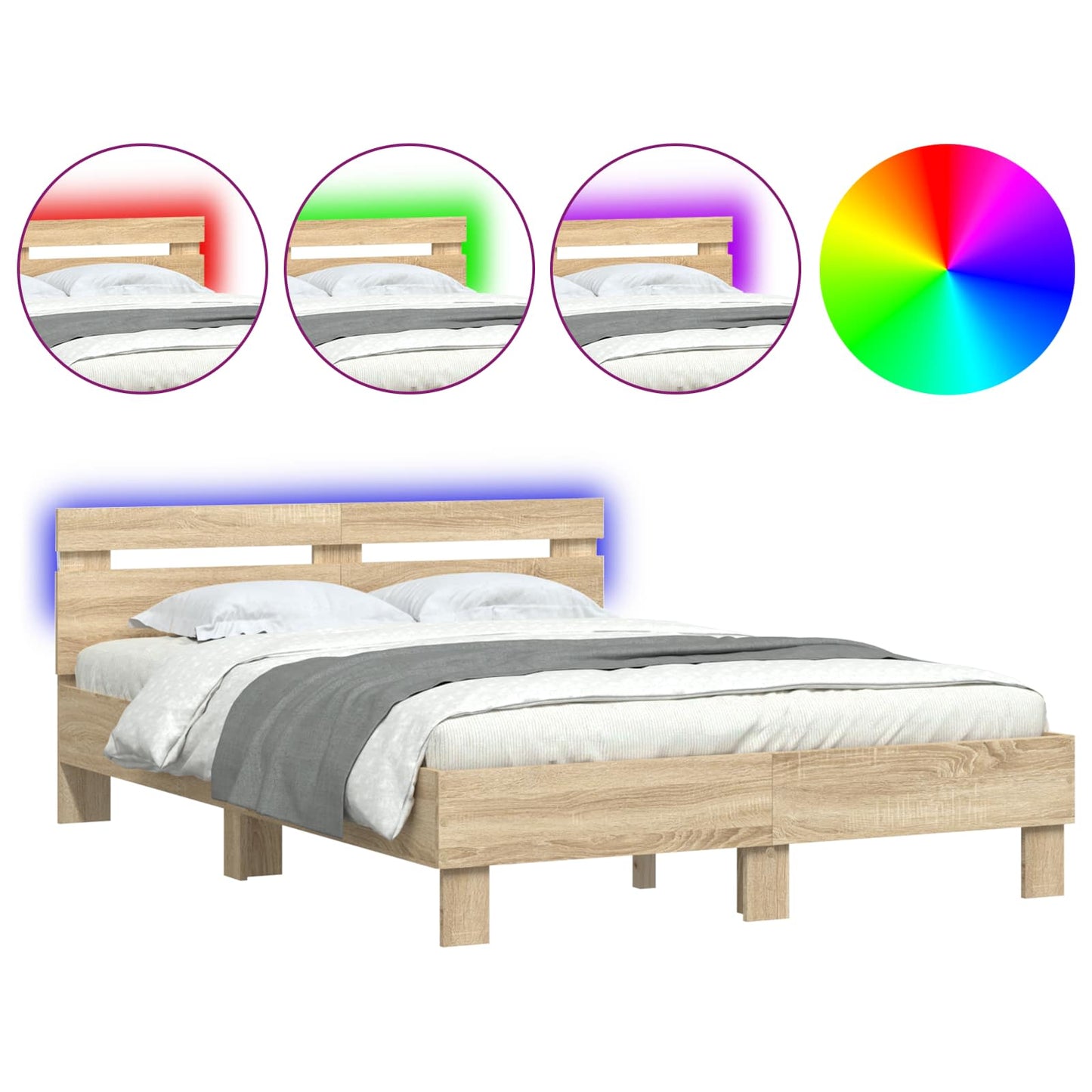 vidaXL Σκελετός Κρεβατιού Σονόμα 137 x 190 cm Επεξεργασμένο Ξύλο