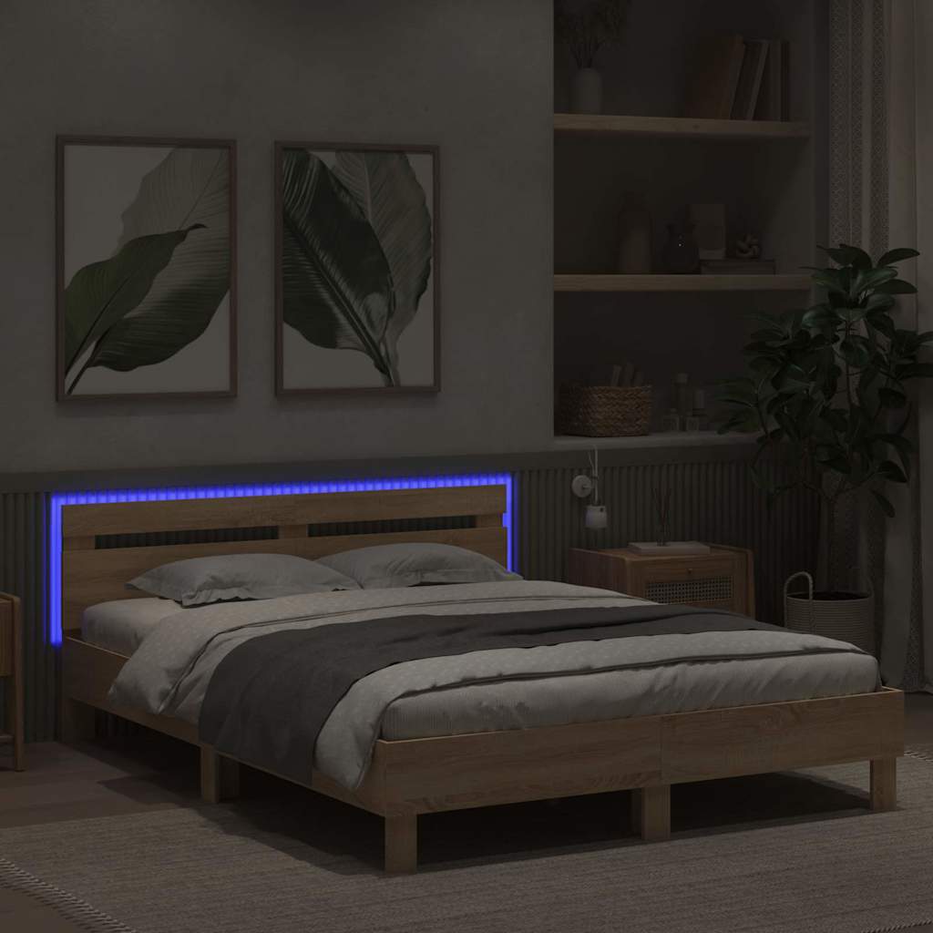 vidaXL Σκελετός Κρεβατιού Σονόμα 152 x 203 cm Επεξεργασμένο ξύλο