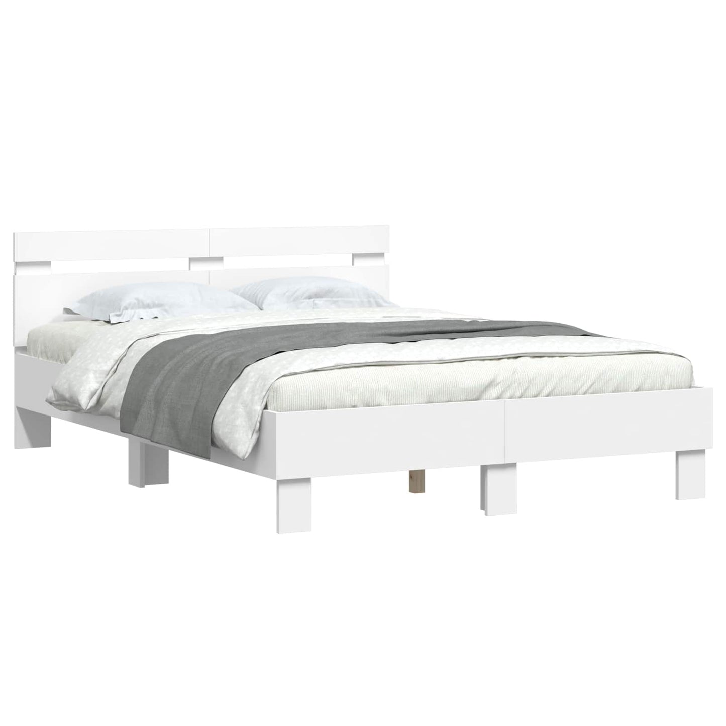 vidaXL Σκελετός Κρεβατιού Λευκό 137 x 190 cm Επεξεργασμένο Ξύλο
