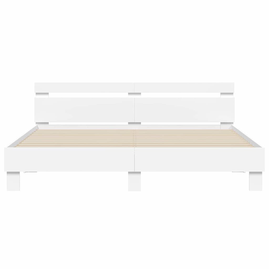 vidaXL Σκελετός Κρεβατιού με led Λευκό 193 x 203 cm Επεξεργασμένο ξύλο