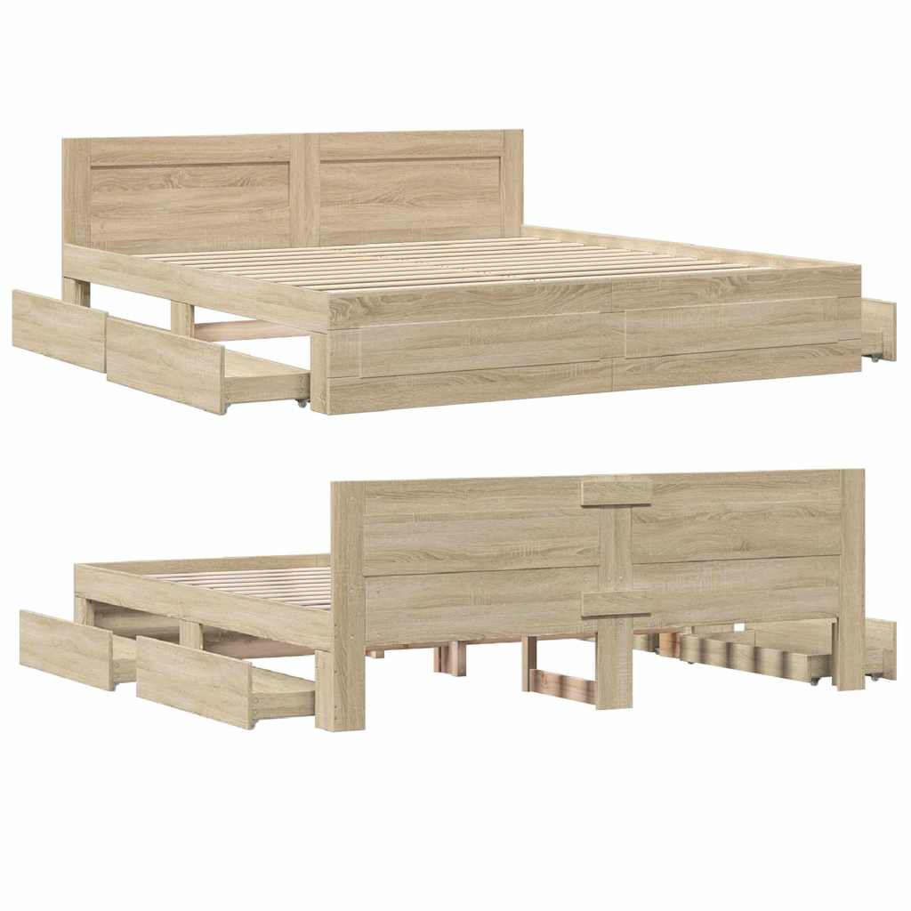 vidaXL Σκελετός Κρεβατιού Σονόμα 193 x 203 cm Επεξεργασμένο ξύλο