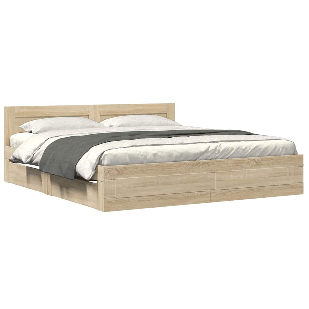 vidaXL Σκελετός Κρεβατιού Σονόμα 193 x 203 cm Επεξεργασμένο ξύλο