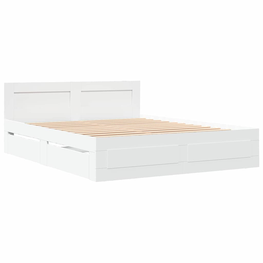 vidaXL Σκελετός Κρεβατιού Λευκός 150 x 200 cm Επεξεργασμένο ξύλο