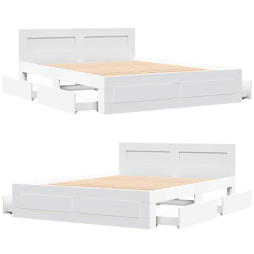 vidaXL Σκελετός Κρεβατιού Λευκός 150 x 200 cm Επεξεργασμένο ξύλο