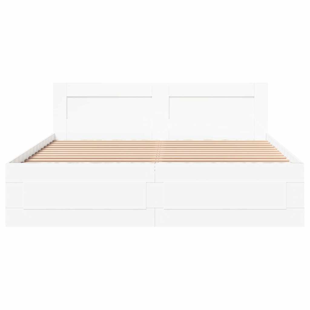 vidaXL Σκελετός Κρεβατιού Λευκός 150 x 200 cm Επεξεργασμένο ξύλο