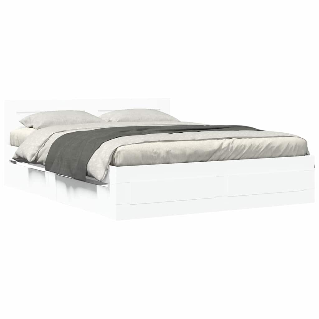 vidaXL Σκελετός Κρεβατιού Λευκός 150 x 200 cm Επεξεργασμένο ξύλο