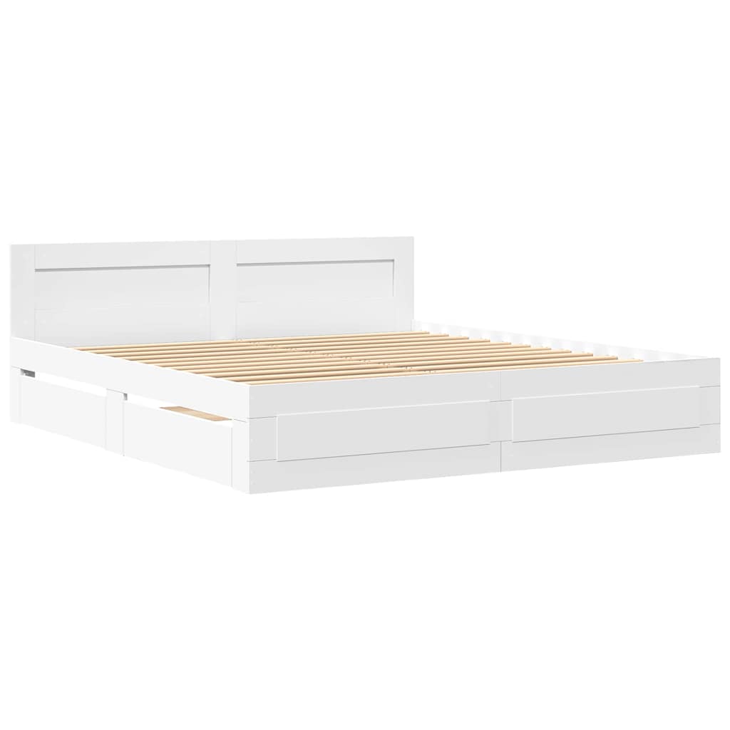 vidaXL Σκελετός Κρεβατιού Λευκός 193 x 203 cm Επεξεργασμένο ξύλο