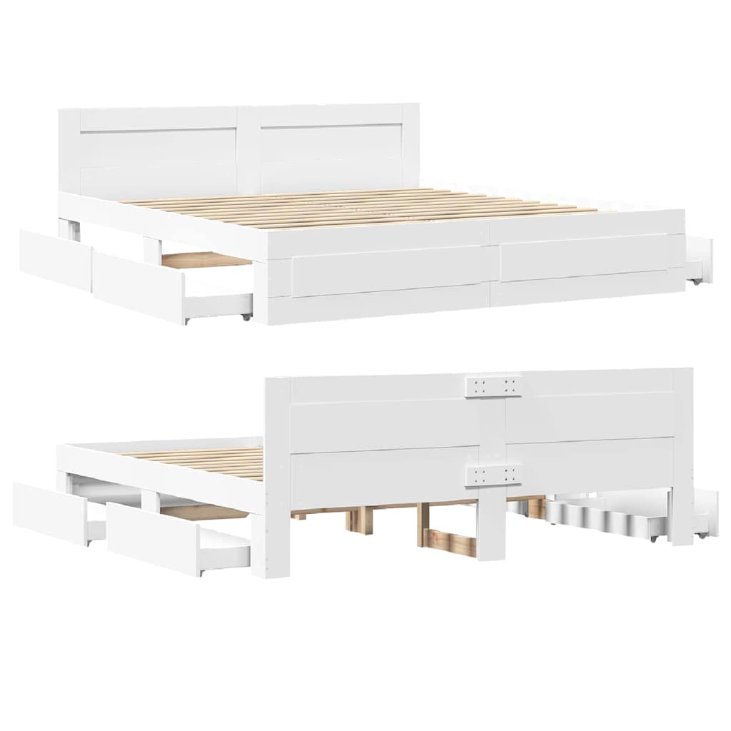 vidaXL Σκελετός Κρεβατιού Λευκός 193 x 203 cm Επεξεργασμένο ξύλο