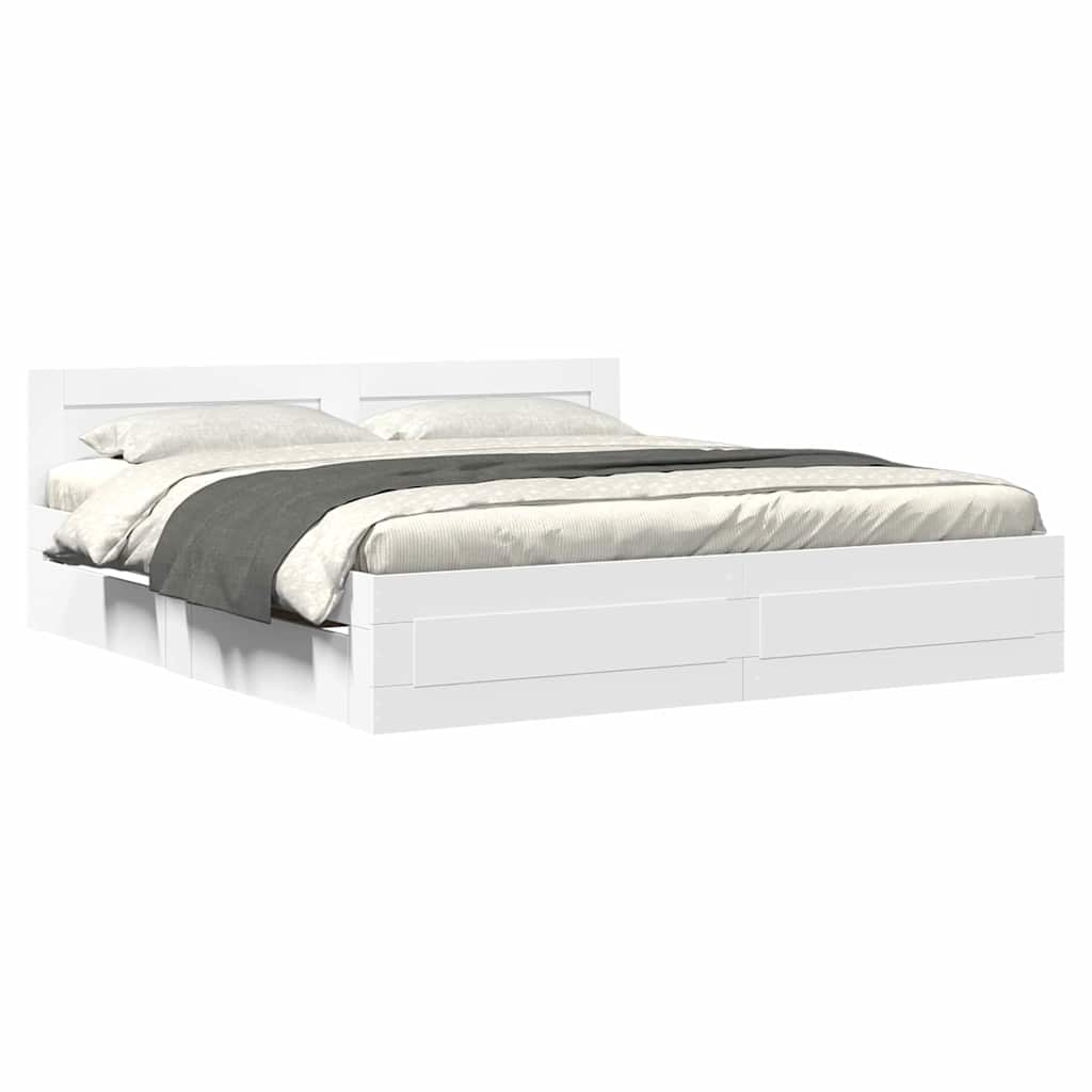 vidaXL Σκελετός Κρεβατιού Λευκός 193 x 203 cm Επεξεργασμένο ξύλο