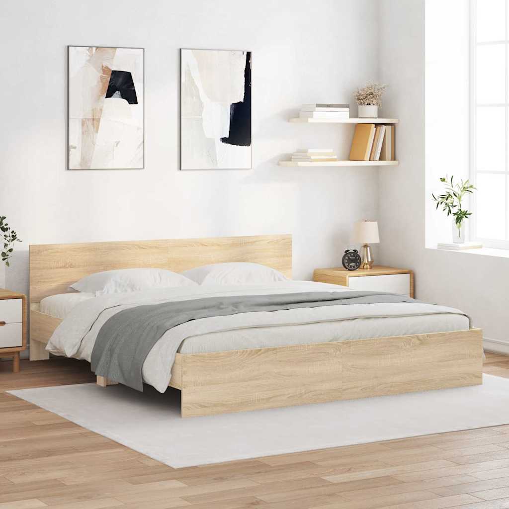 vidaXL Σκελετός Κρεβατιού Σονόμα 193 x 203 cm Επεξεργασμένο Ξύλο