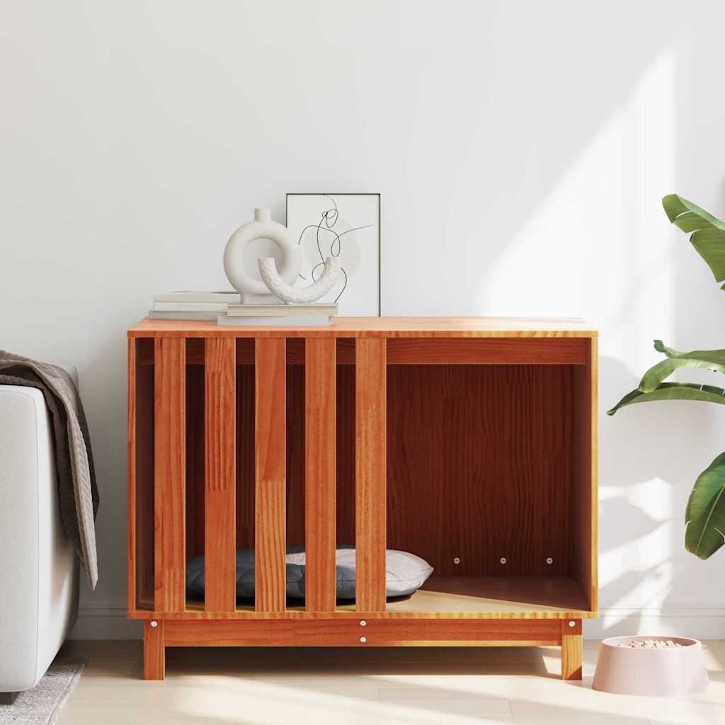 vidaXL Σπίτι Σκύλου Κερωτό καφέ 90 x 60 x 67 εκ. Στερεά ξυλεία πεύκου