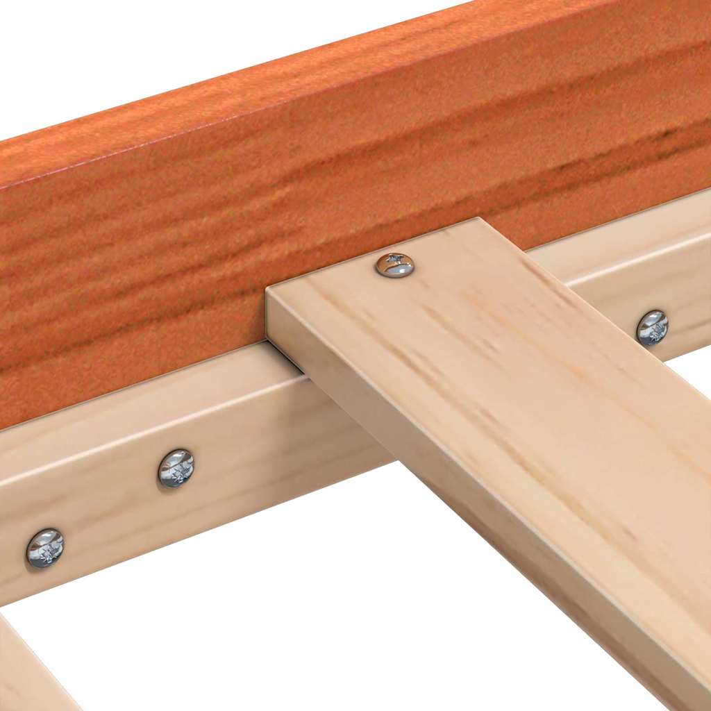 vidaXL Κρεβάτι Ημέρας με κεφαλάρι Κερωτό καφέ Στερεά ξυλεία πεύκου