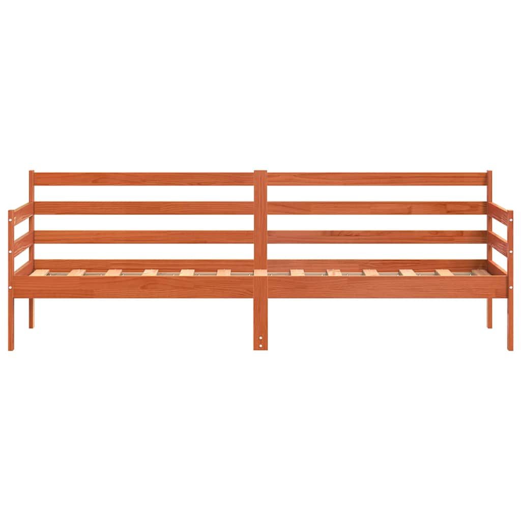 vidaXL Κρεβάτι Ημέρας με κεφαλάρι Κερωτό καφέ Στερεά ξυλεία πεύκου