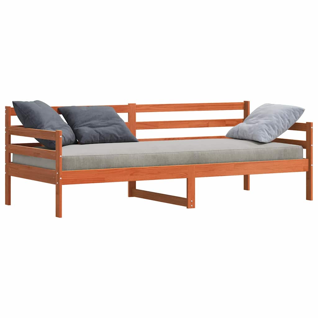 vidaXL Κρεβάτι Ημέρας με κεφαλάρι Κερωτό καφέ Στερεά ξυλεία πεύκου