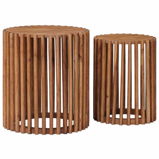 vidaXL Χειροποίητο Σετ Τραπεζιών 2 pcs Καφέ Τίκ 40 x 40 x 45 cm