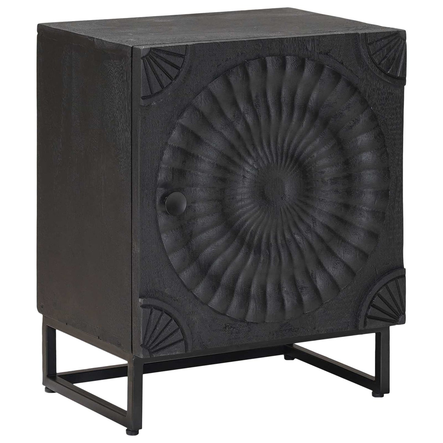 vidaXL Χειροποίητο Κομοδίνο Μαύρο 40 x 30 x 50 cm Στερεό ξύλο μάνγκο