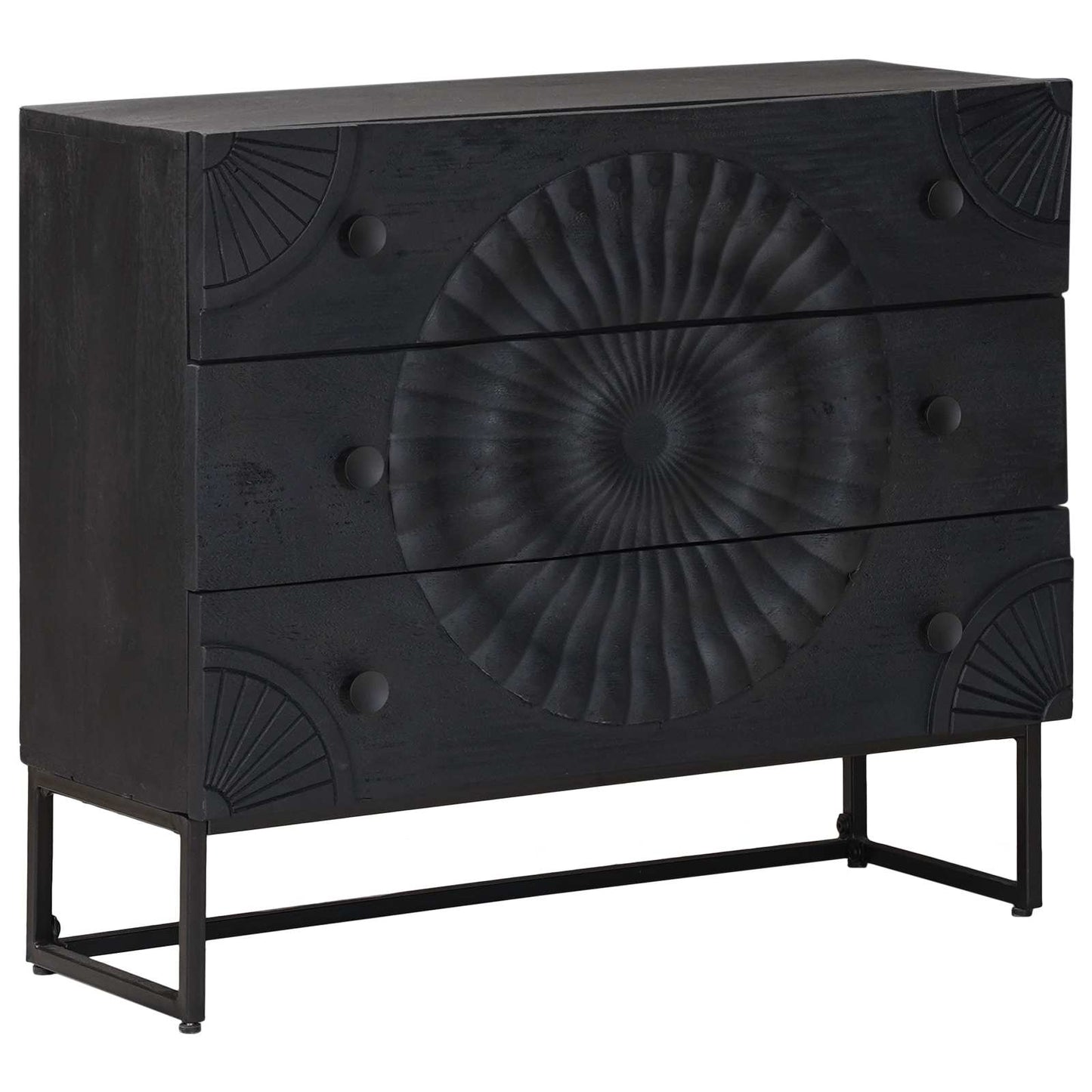 vidaXL Ντουλάπι με Συρτάρια με συρτάρι Μαύρο 75 x 30 x 65 εκ