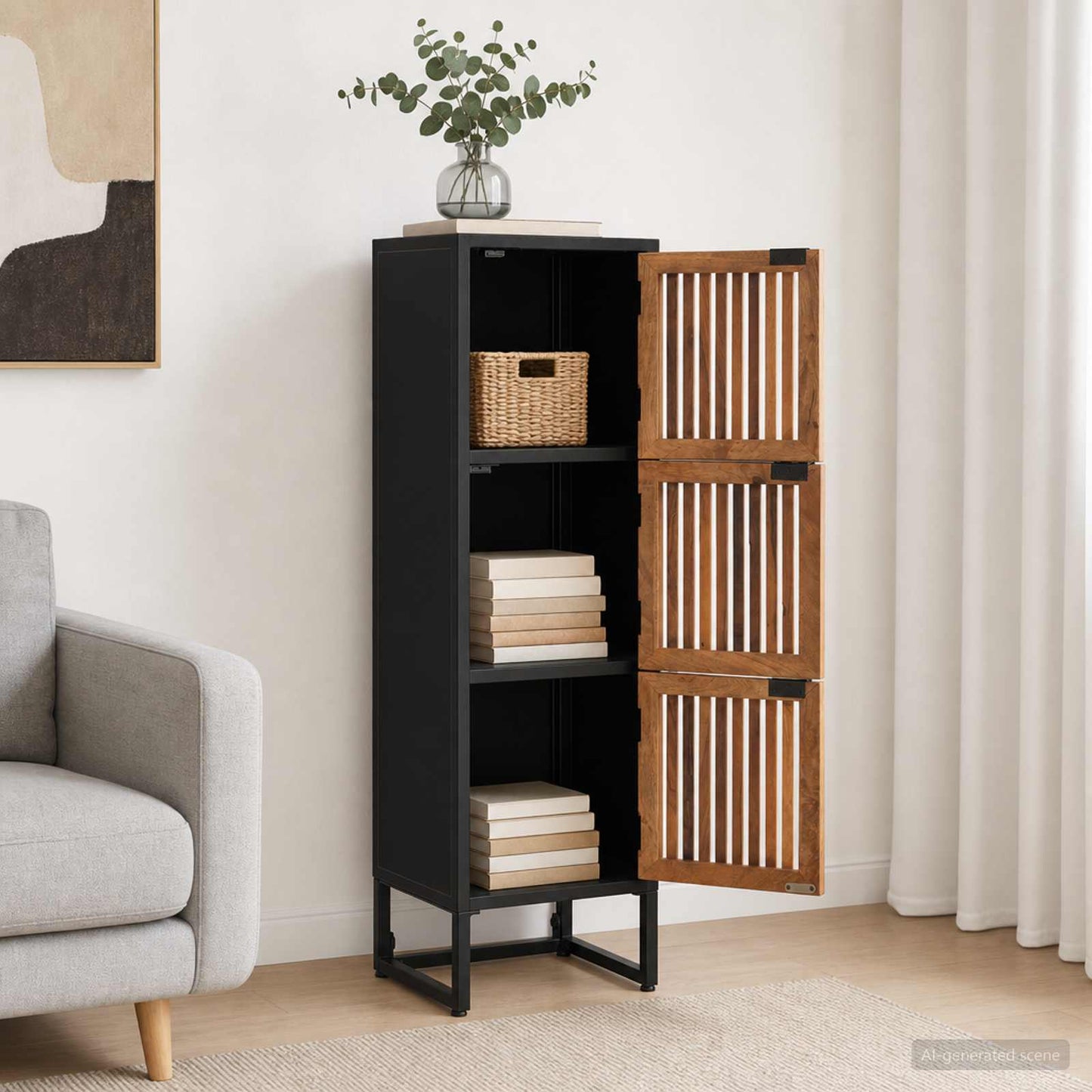 vidaXL Highboard 35 x 30 x 120 cm Στερεό Ξύλο Μάνγκο και Μηχανικά Ξύλα
