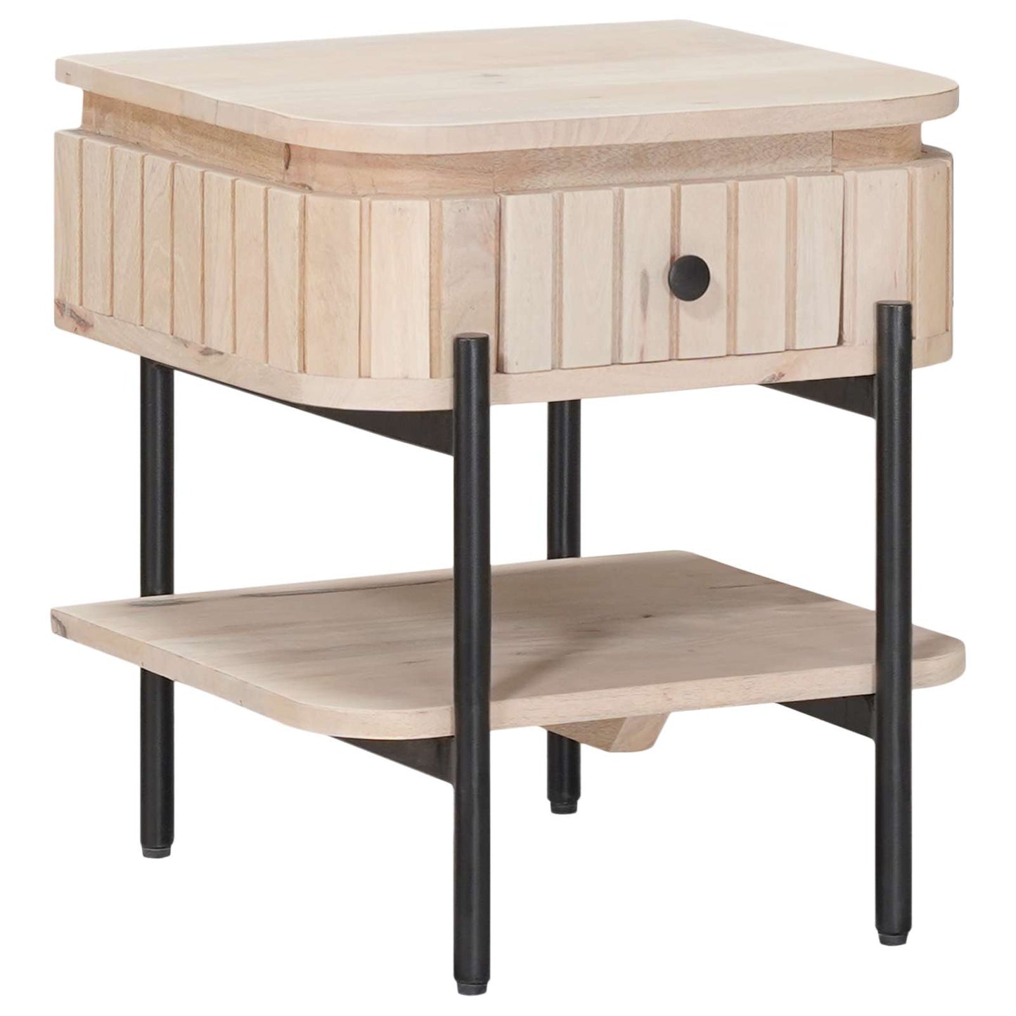 vidaXL Χειροποίητο Κομοδίνο Λευκό 40 x 35 x 45 εκ. Στερεό ξύλο μάνγκο