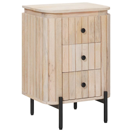 vidaXL Χειροποίητο Κομοδίνο Λευκό 40 x 30 x 60 cm Στερεό ξύλο μάνγκο