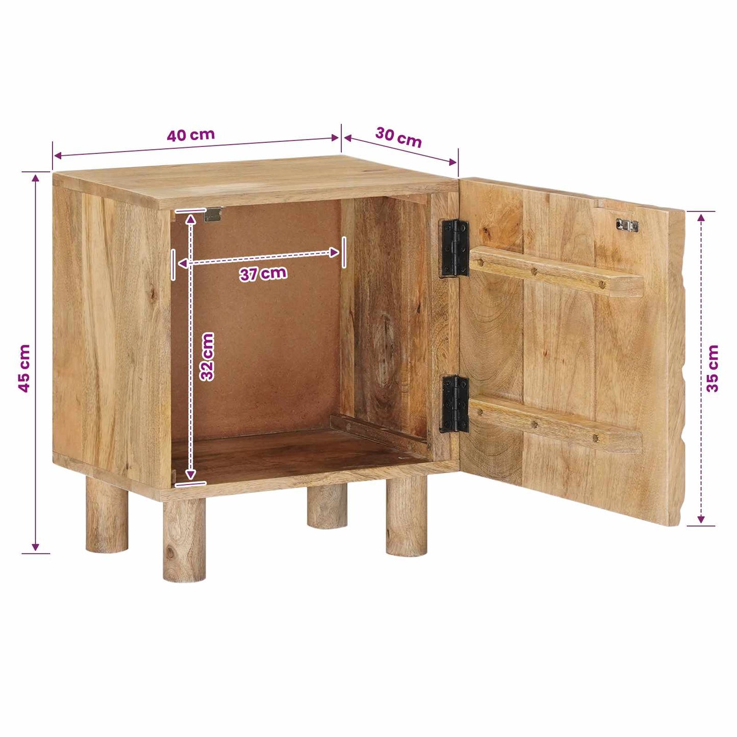 vidaXL Χειροποίητο Κομοδίνο Καφέ Τίκ 40 x 30 x 45 cm