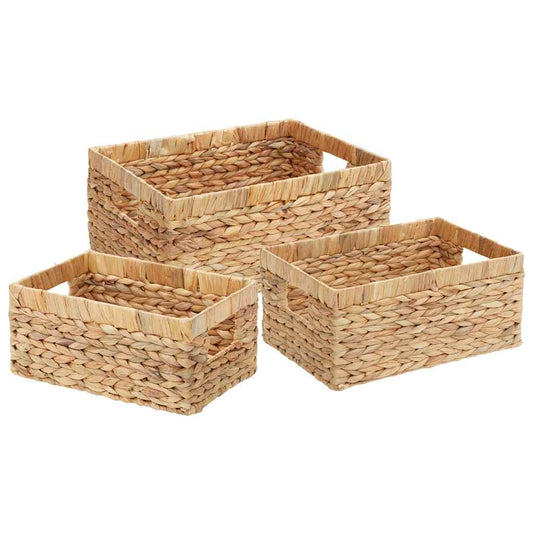vidaXL Καλάθια Αποθήκευσης 3 pcs Φυσικό Υάκινθος νερού