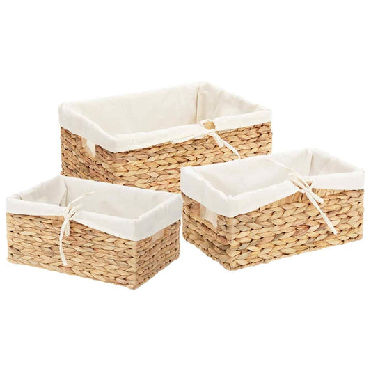 vidaXL Καλάθια Αποθήκευσης 3 pcs Φυσικό Υάκινθος νερού