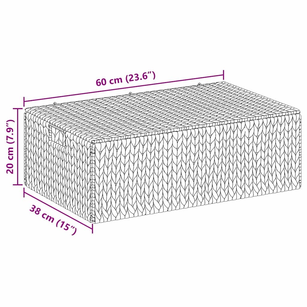 vidaXL Κουτί αποθήκευσης Φυσικό 60 x 38 x 20 εκ Υάκινθος νερού