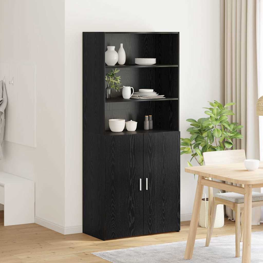 vidaXL Highboard Μαύρη Οξυά 80 x 42,5 x 185 εκ Επεξεργασμένο Ξύλο