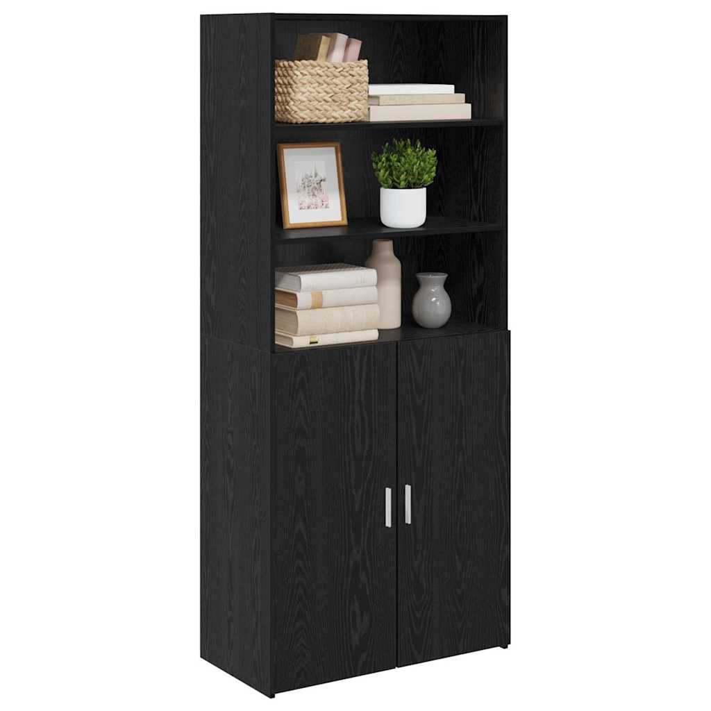 vidaXL Highboard Μαύρη Οξυά 80 x 42,5 x 185 εκ Επεξεργασμένο Ξύλο