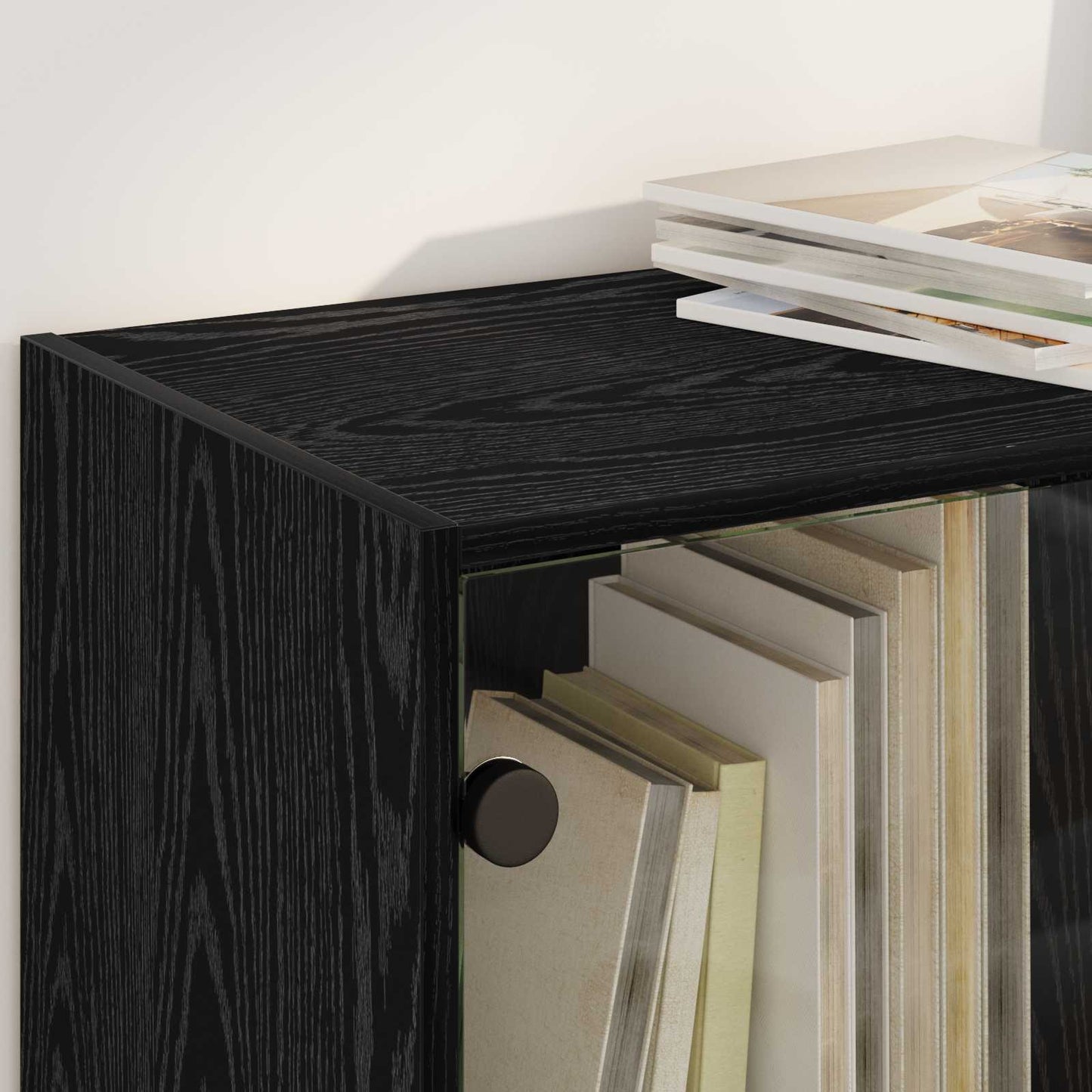 vidaXL Highboard 2 pcs Μαύρη Οξυά 68 x 37 x 142 εκ Επεξεργασμένο ξύλο