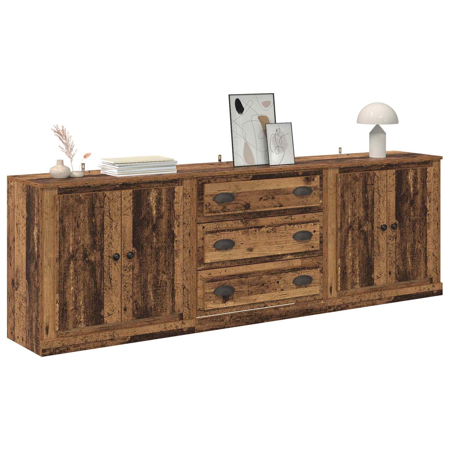 vidaXL Παραδοσιακά Πλευρικά Έπιπλα 3 τμχ. Παλαιωμένο ξύλο