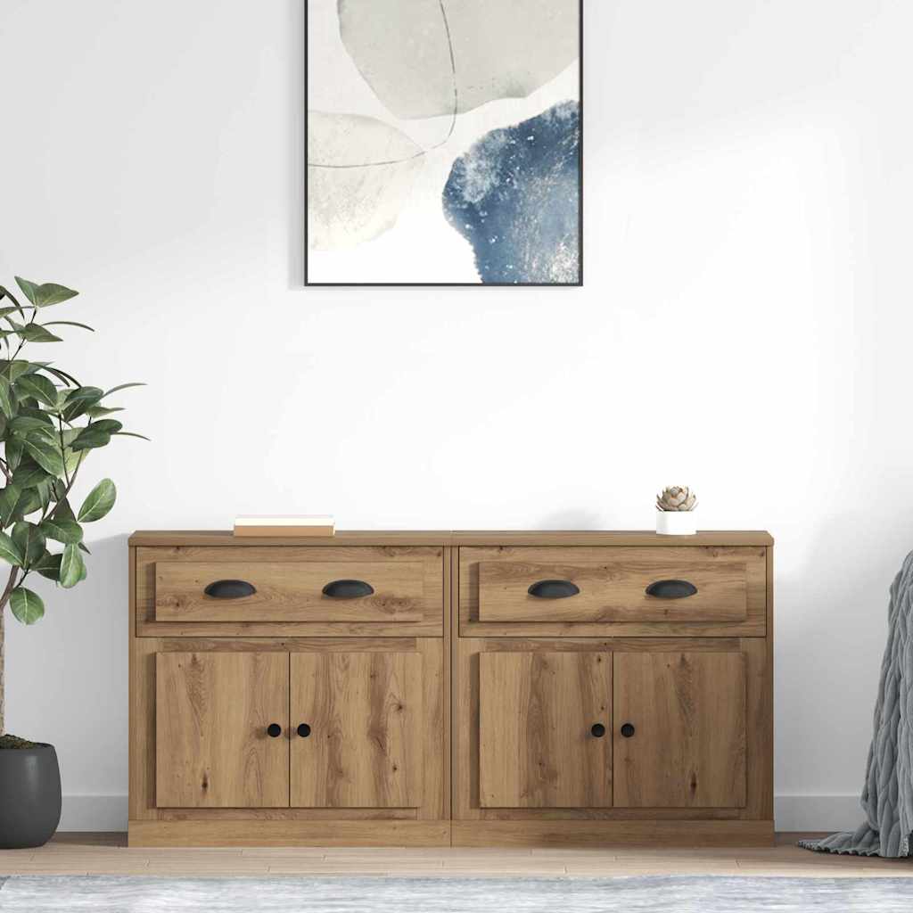 vidaXL Παραδοσιακά Πλευρικά Έπιπλα με συρτάρι 2 pcs Artisan Oak