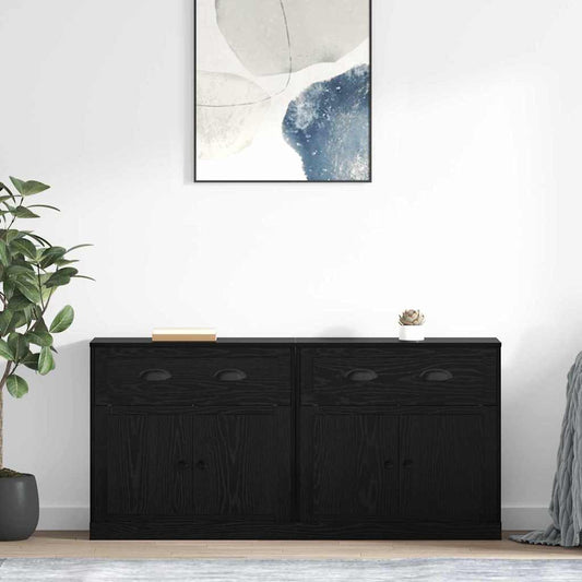 vidaXL Παραδοσιακά Πλευρικά Έπιπλα με συρτάρι 2 pcs Μαύρη Οξυά