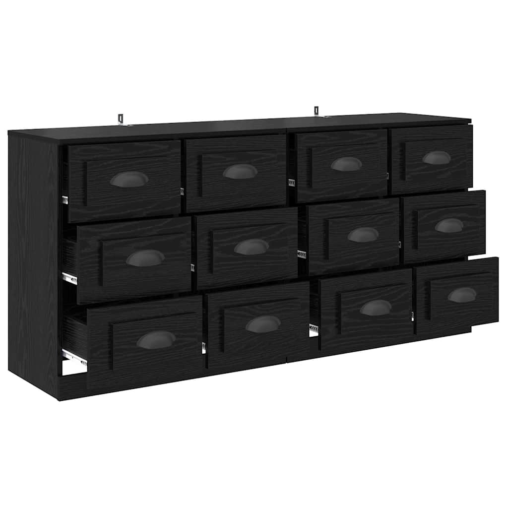 vidaXL Παραδοσιακά Πλευρικά Έπιπλα με συρτάρι 2 pcs Μαύρη Οξυά