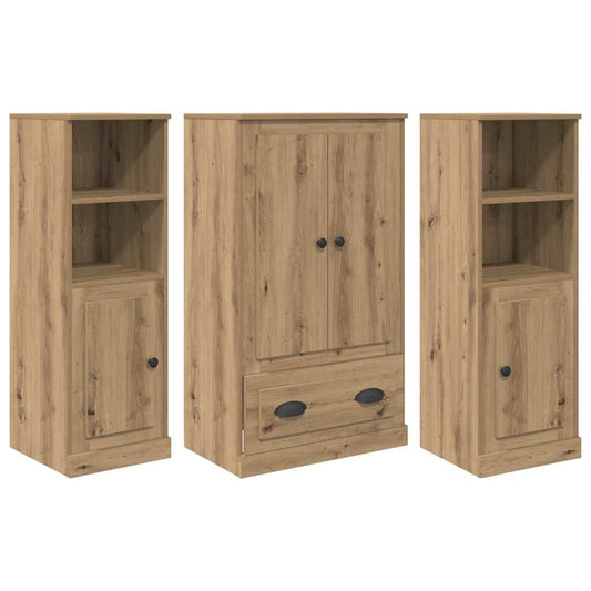 vidaXL Highboard με συρτάρι 3 pcs Artisan Oak Επεξεργασμένο ξύλο