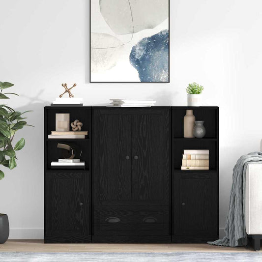vidaXL Highboard με συρτάρι 3 pcs Μαύρη Οξυά Επεξεργασμένο ξύλο