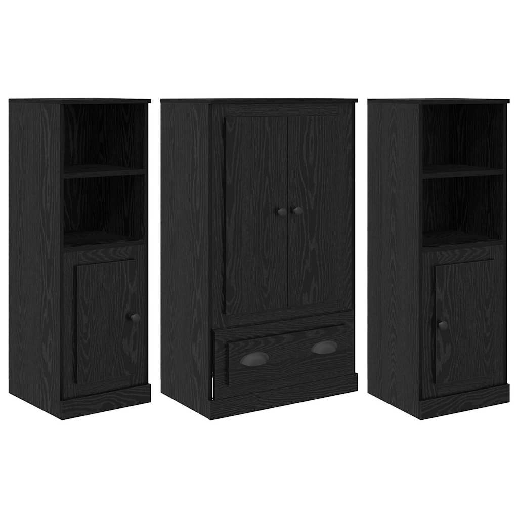 vidaXL Highboard με συρτάρι 3 pcs Μαύρη Οξυά Επεξεργασμένο ξύλο