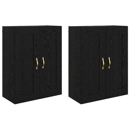 vidaXL Ντουλάπα τοίχου Επιτοίχιο 2 pcs Μαύρη Οξυά 69,5 x 34 x 90 εκ.