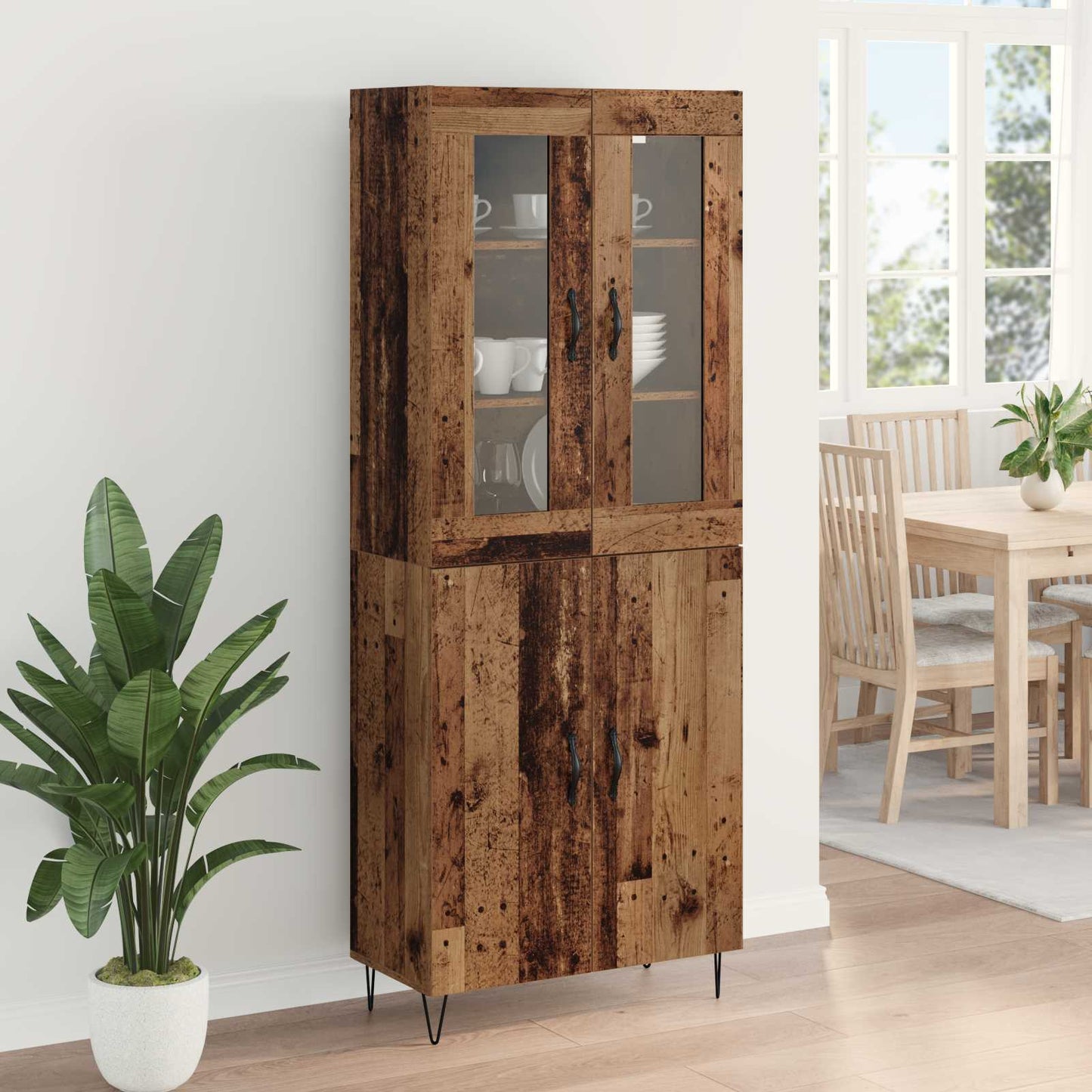 vidaXL Highboard Παλιό Ξύλο 69,5 x 34 x 180 εκ. Επεξεργασμένο ξύλο