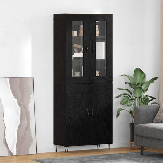 vidaXL Highboard Λευκός και Μαύρος Δρυς 69,5 x 34 x 180 εκ.