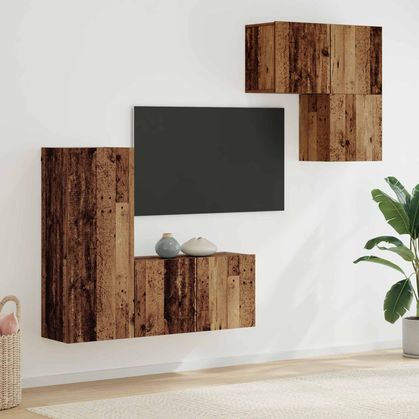 vidaXL Ντουλάπι TV Επιτοίχιο 4 pcs Παλιό Ξύλο Επεξεργασμένο ξύλο