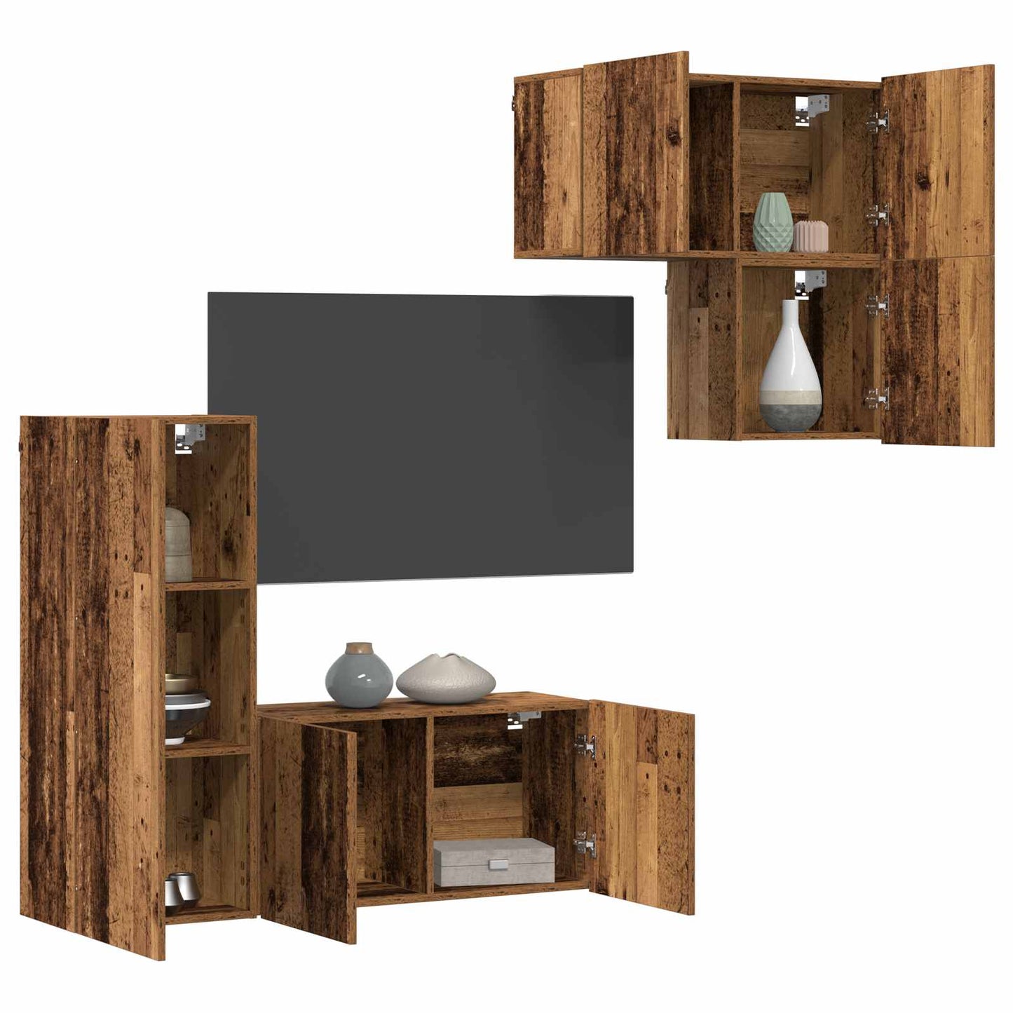 vidaXL Ντουλάπι TV Επιτοίχιο 4 pcs Παλιό Ξύλο Επεξεργασμένο ξύλο