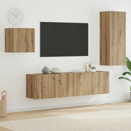 vidaXL Ντουλάπι TV Επιτοίχιο 4 pcs Artisan Oak Επεξεργασμένο ξύλο