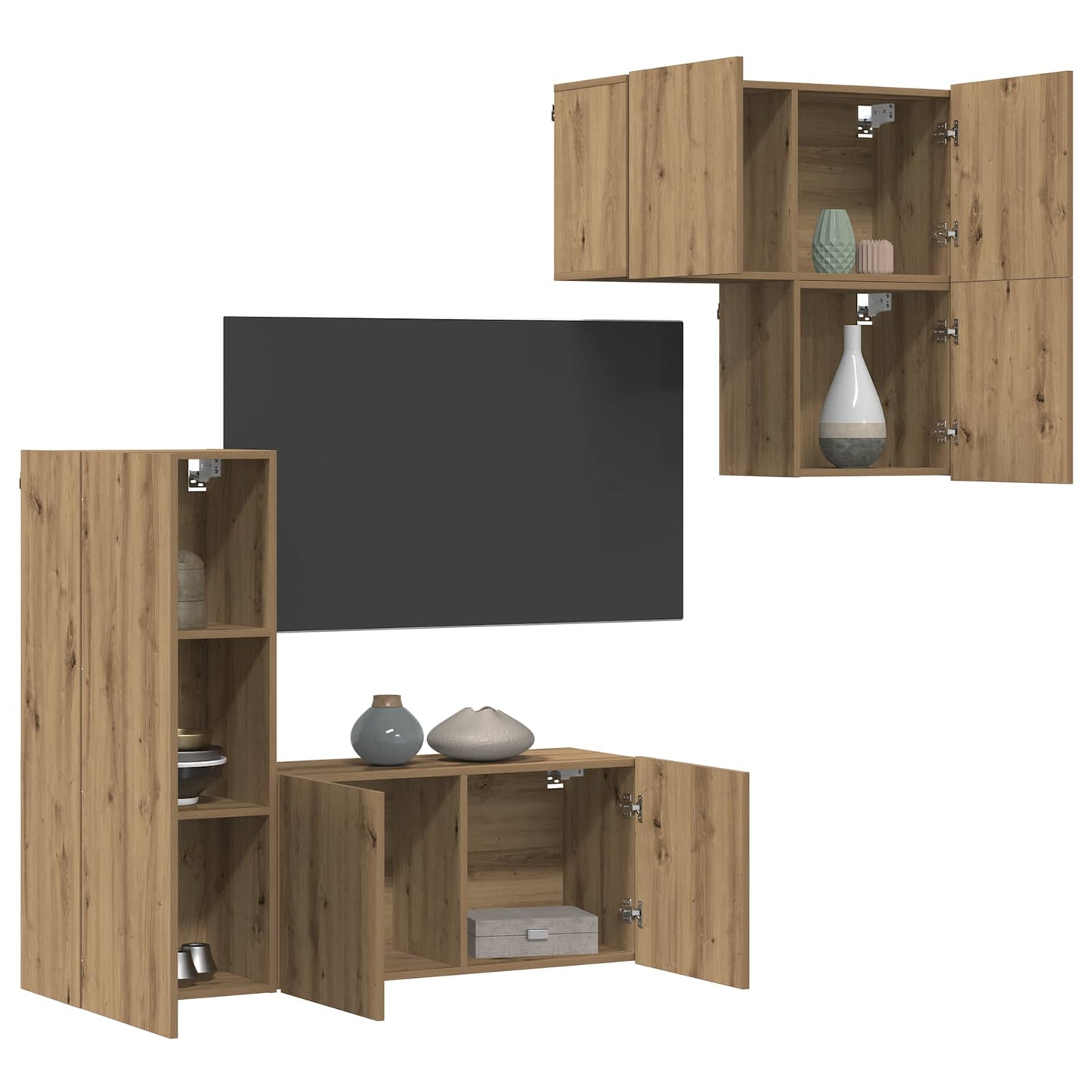 vidaXL Ντουλάπι TV Επιτοίχιο 4 pcs Artisan Oak Επεξεργασμένο ξύλο