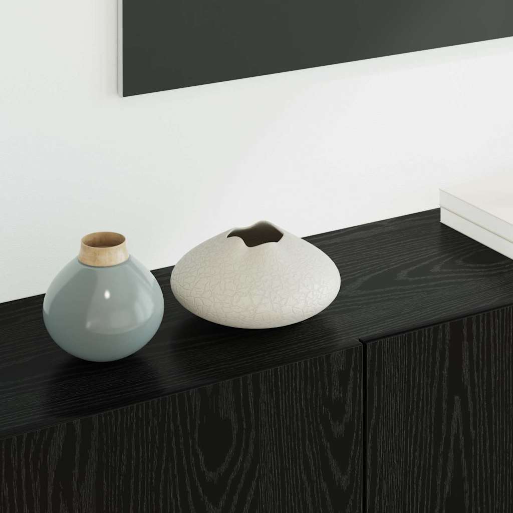 vidaXL Μονάδα Τοίχου Τηλεόρασης 5 pcs Μαύρη Οξυά Επεξεργασμένο ξύλο