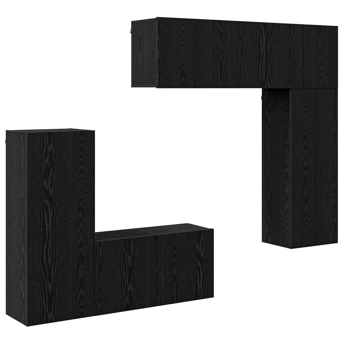 vidaXL Μονάδα Τοίχου Τηλεόρασης 5 pcs Μαύρη δρυς Επεξεργασμένο ξύλο