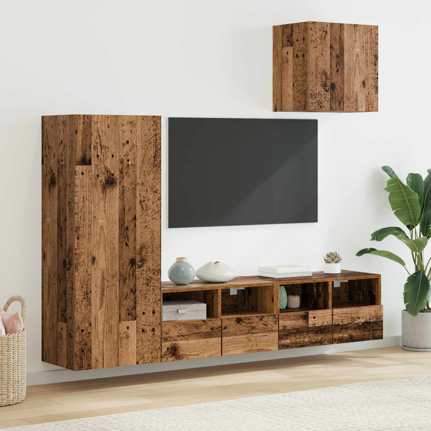 vidaXL Μονάδες Τοίχου Τηλεόρασης 4 pcs Παλιό Ξύλο Επεξεργασμένο ξύλο