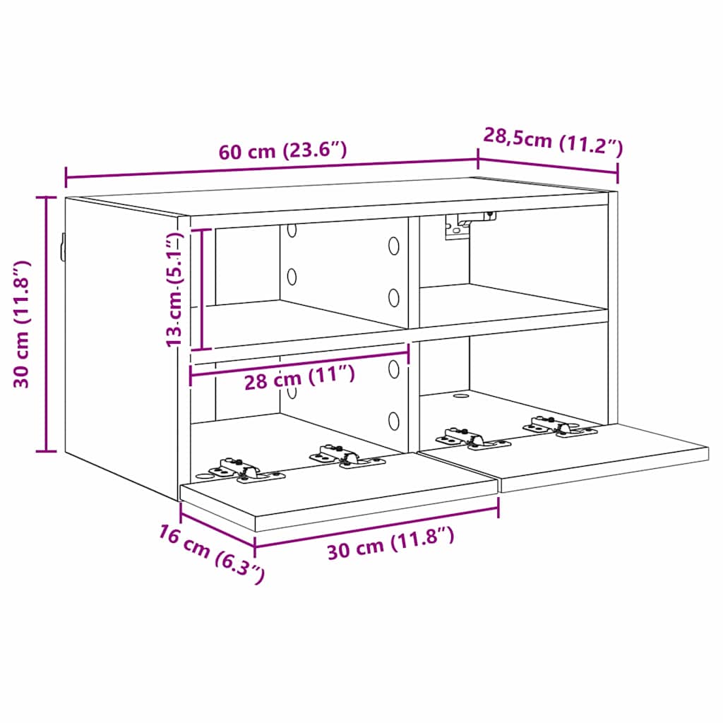 vidaXL Μονάδες Τοίχου Τηλεόρασης 4 pcs Παλιό Ξύλο Επεξεργασμένο ξύλο