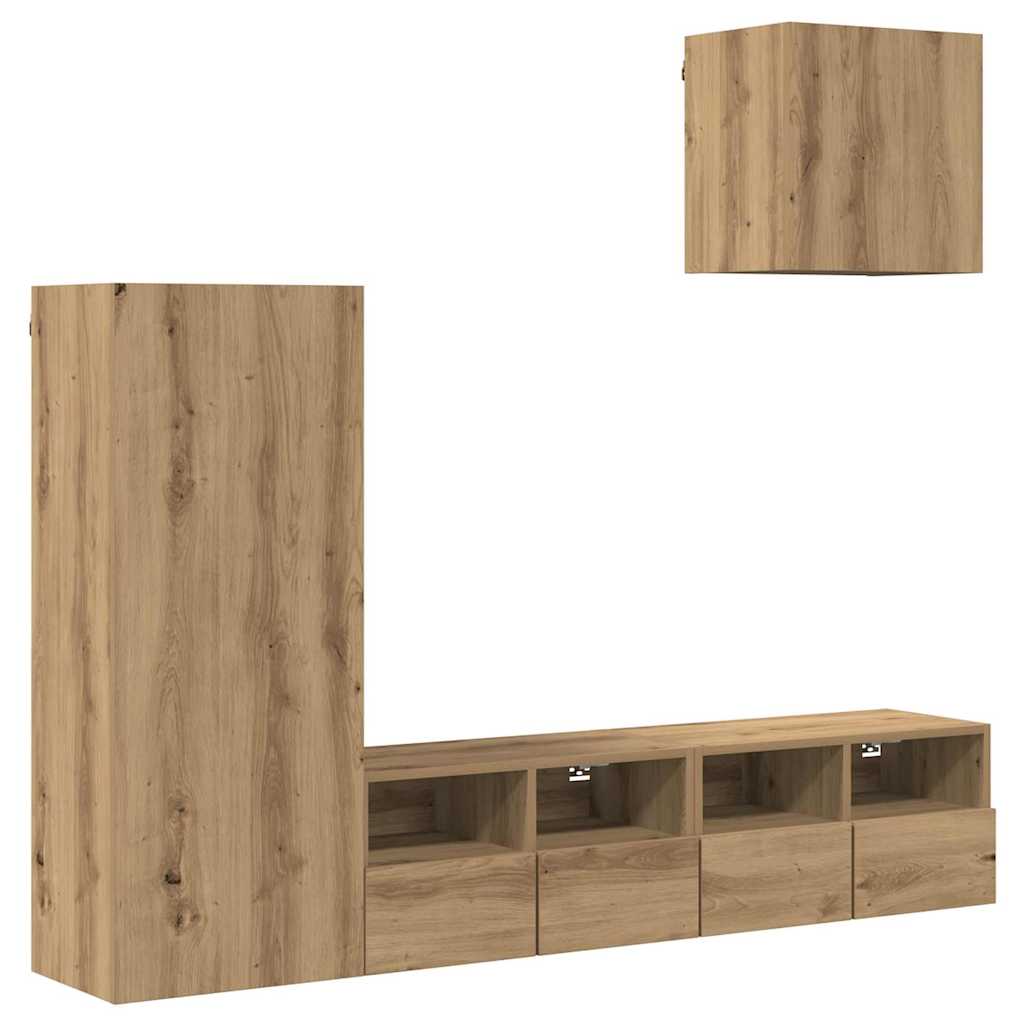 vidaXL Μονάδες Τοίχου Τηλεόρασης 4 pcs Artisan Oak Επεξεργασμένο ξύλο